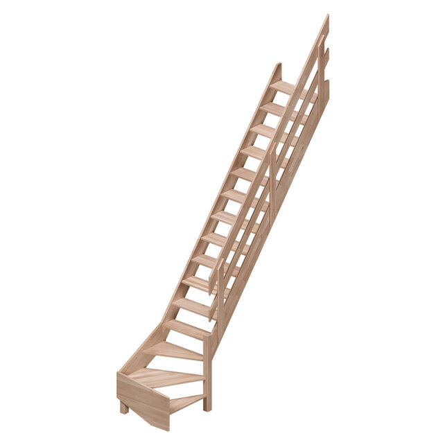 Escalier fixe Alsace quart tournant gauche/droite/les deux en hêtre - Alsace 70 cm de large
