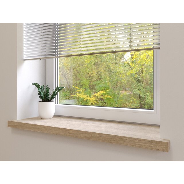 Appui de fenêtre droit sur-mesure en chêne avec oreilles