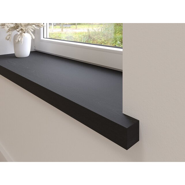 Appui de fenêtre droit sur-mesure en chêne avec oreilles