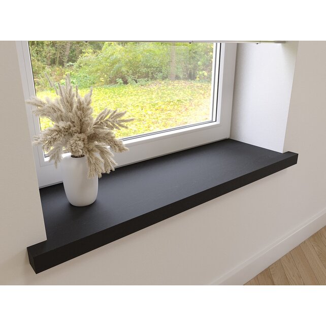 Appui de fenêtre droit sur-mesure en chêne avec oreilles