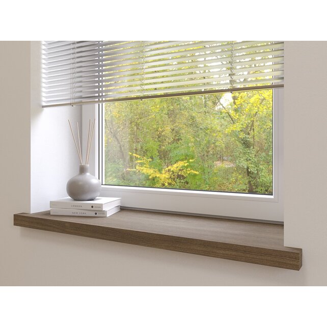 Appui de fenêtre droit sur-mesure en chêne avec oreilles