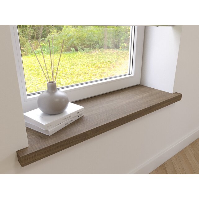 Appui de fenêtre droit sur-mesure en chêne avec oreilles