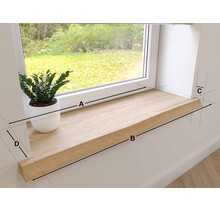 Appui de fenêtre tronc d'arbre en chêne avec oreilles