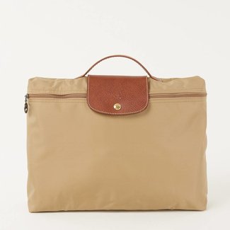 Beige handbag with leather details