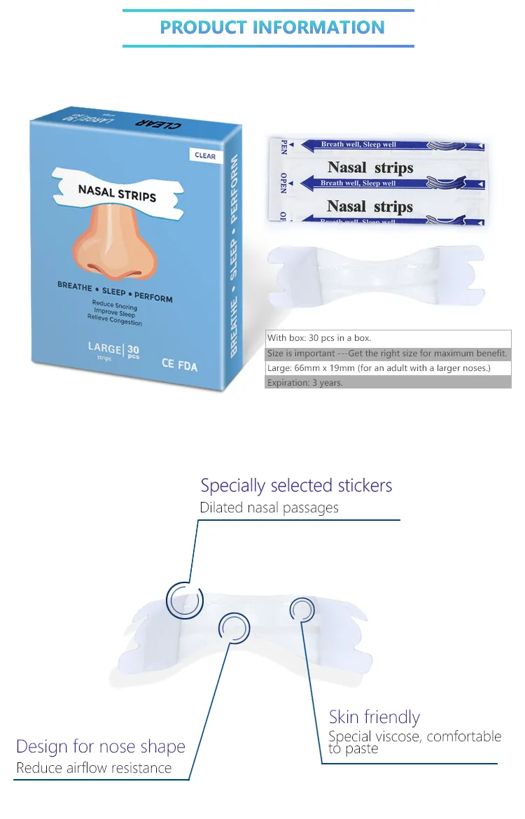 Breathe Better Nasal Strips Large Cleare - 30 neuspleisters afbeelding