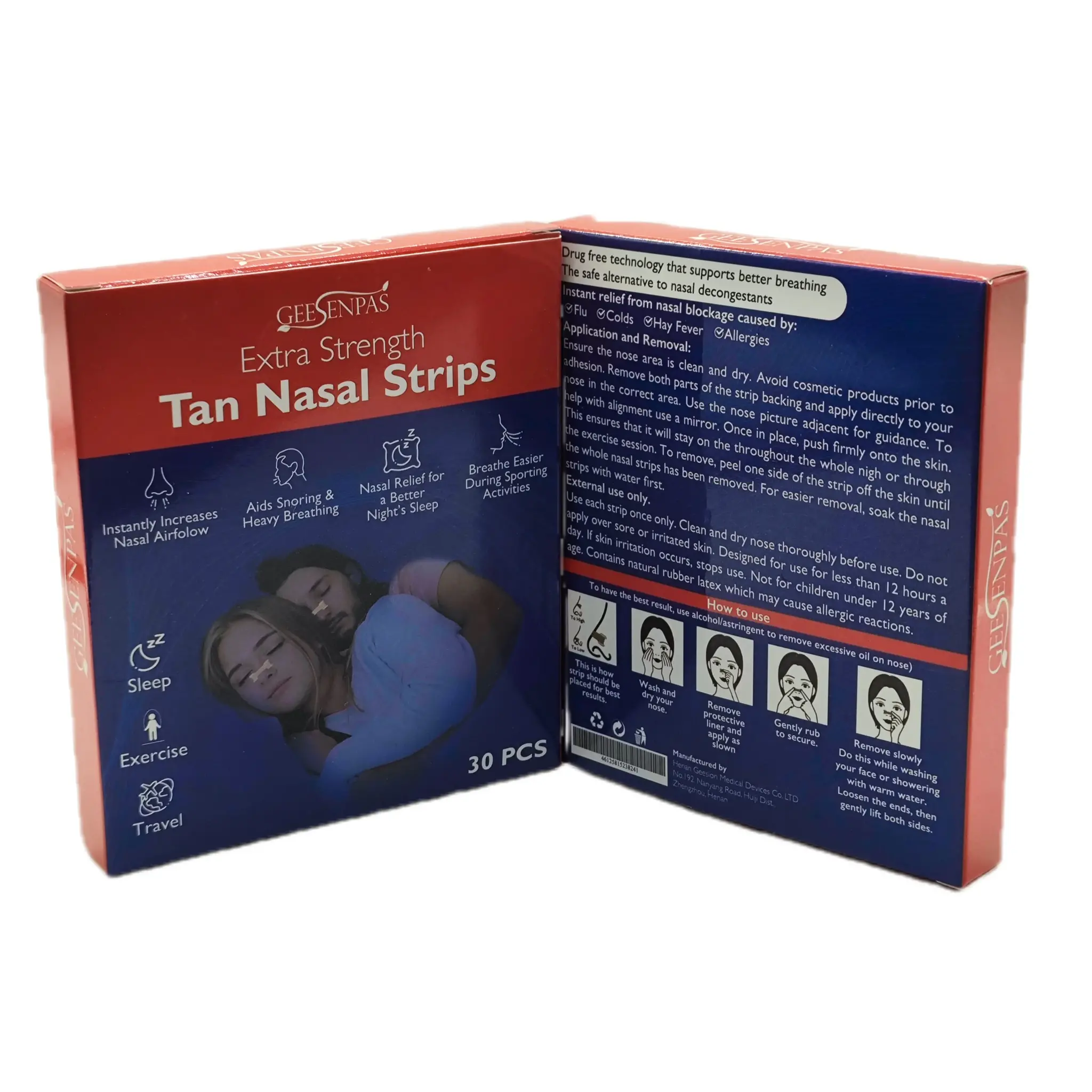 Nasal Strips Breathe better Extra Sterk All Sizes - 30 neuspleisters afbeelding