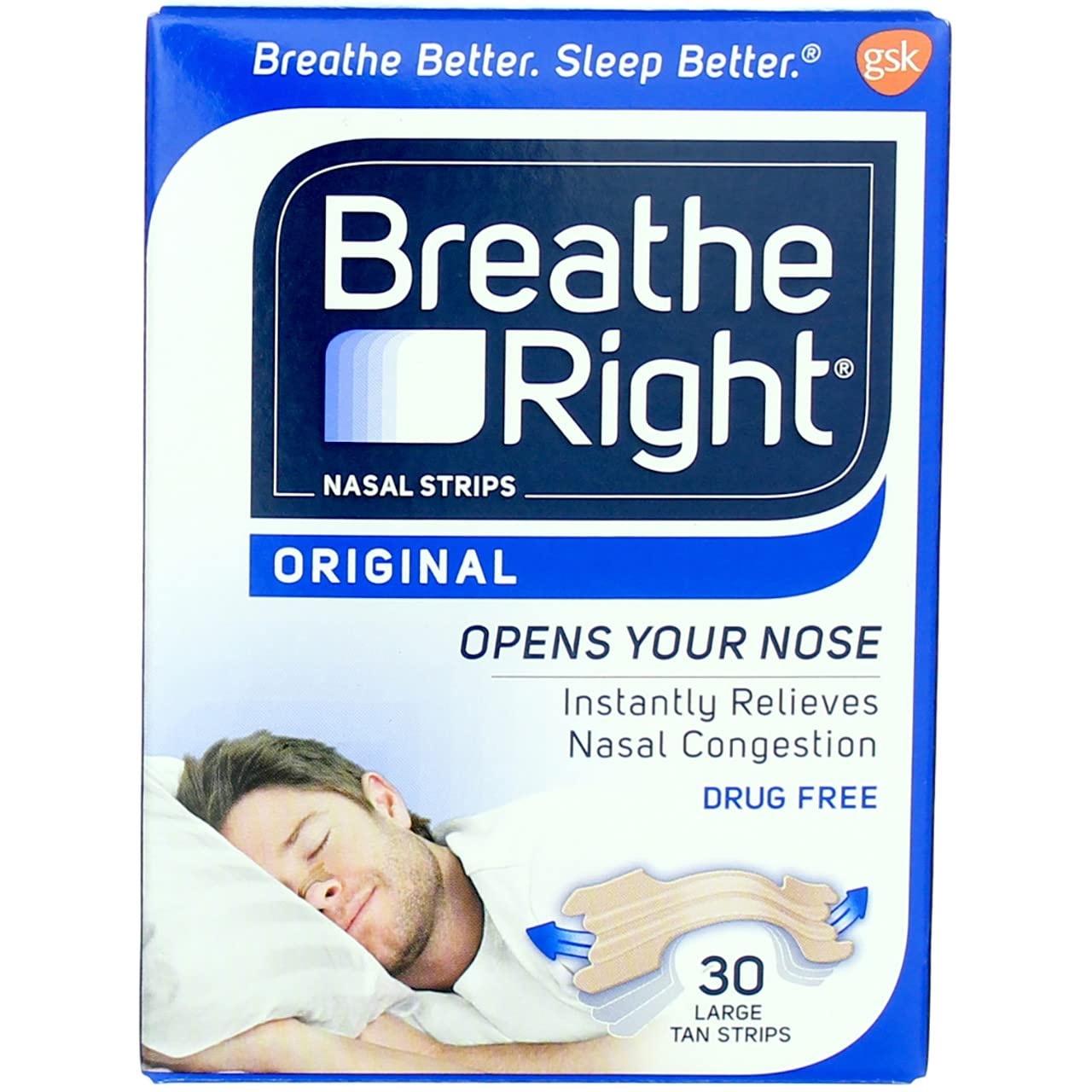 Breathe Right Nasal Strips Natural Large - 30 pleisters afbeelding