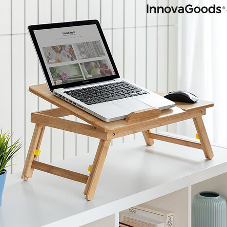 InnovaGoods InnovaGoods Bamboehouten Bijzettafel, Inklapbaar - 53,5 x 21-27 x 34 cm InnovaGoods InnovaGoods Bamboehouten Bijzettafel, Inklapbaar - 53,5 x 21-27 x 34 cm