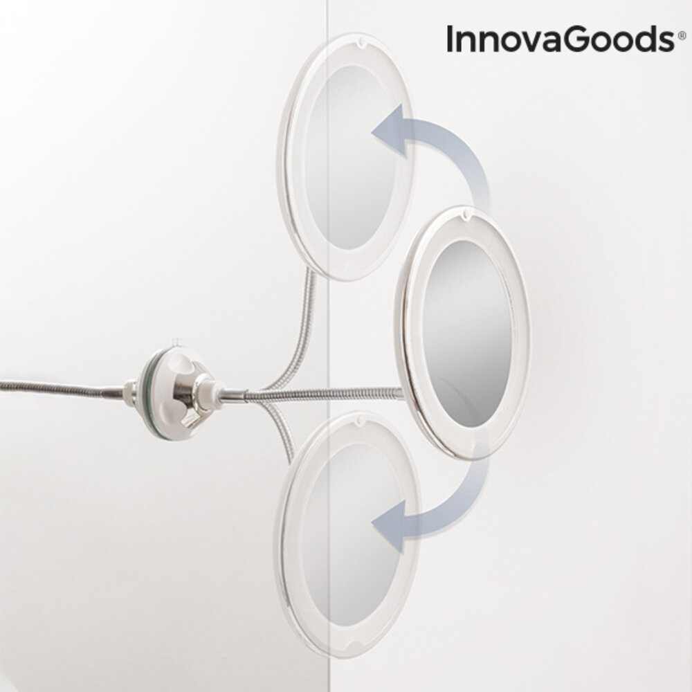 InnovaGoods InnovaGoods LED Spiegel Met Flexibele Arm & Zuignap - 20 cm InnovaGoods InnovaGoods LED Spiegel Met Flexibele Arm & Zuignap - 20 cm