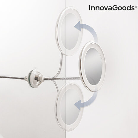 InnovaGoods InnovaGoods LED Spiegel Met Flexibele Arm & Zuignap - 20 cm InnovaGoods InnovaGoods LED Spiegel Met Flexibele Arm & Zuignap - 20 cm