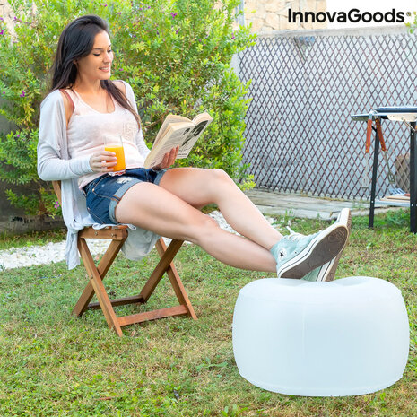 Huismerk Premium Opblaasbare Poef Met LED Verlichting - Ø50 x 30 cm