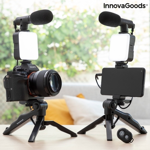 Vloggingset met lamp - microfoon en afstandsbediening afbeelding