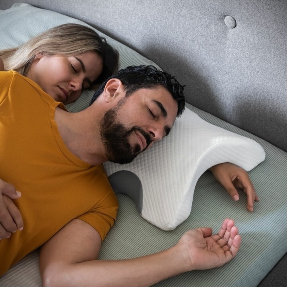 DROMEZ Orthopedisch kussen, 2-in-1 ergonomisch neksteunkussen voor zijkanten, rug en buikslapers, hoofdkussen, nekpijn, traagschuimkussen, ademend en wasbaar, 62 x 37 x 9/14 cm