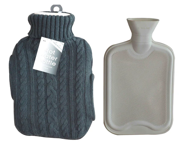Grijze Warmwater kruik met Hoes en handwarmer - 2 liter afbeelding
