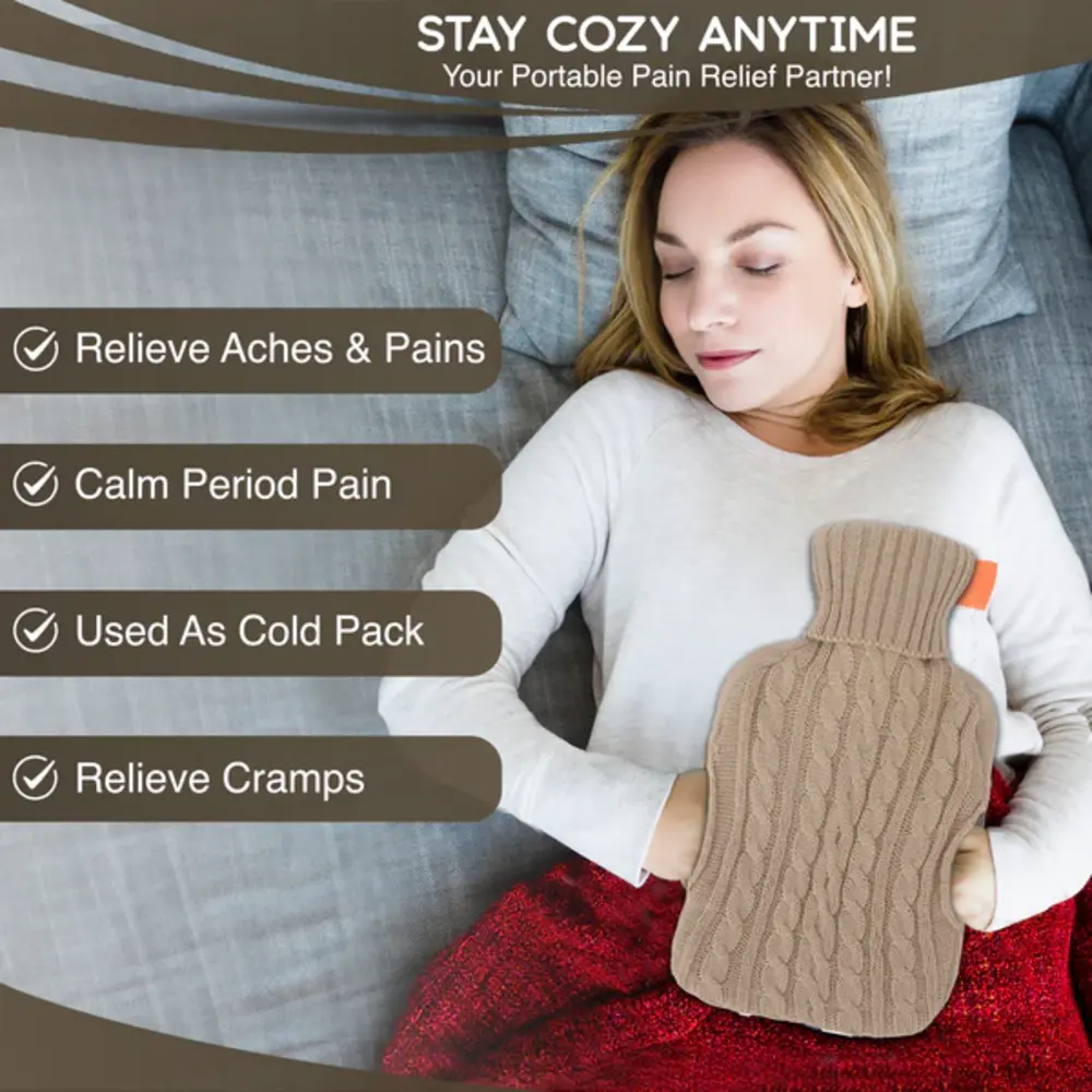 Generise Grijze Warmwater kruik met Hoes en handwarmer - 2 liter Generise Grijze Warmwater kruik met Hoes en handwarmer - 2 liter