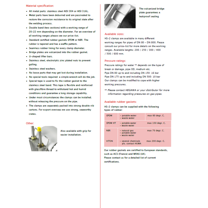 Hegawa HS-2 Reparatieklem 200