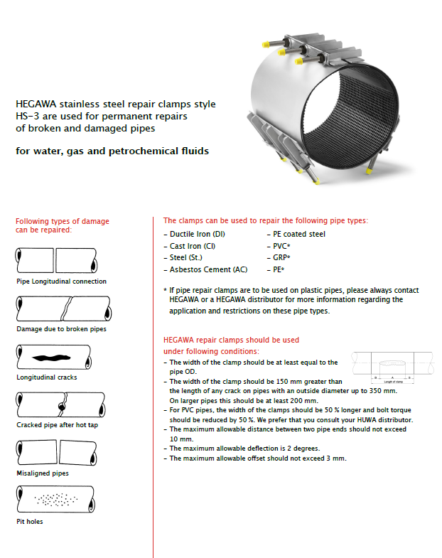 Hegawa HS-3 Repair Clamp L300