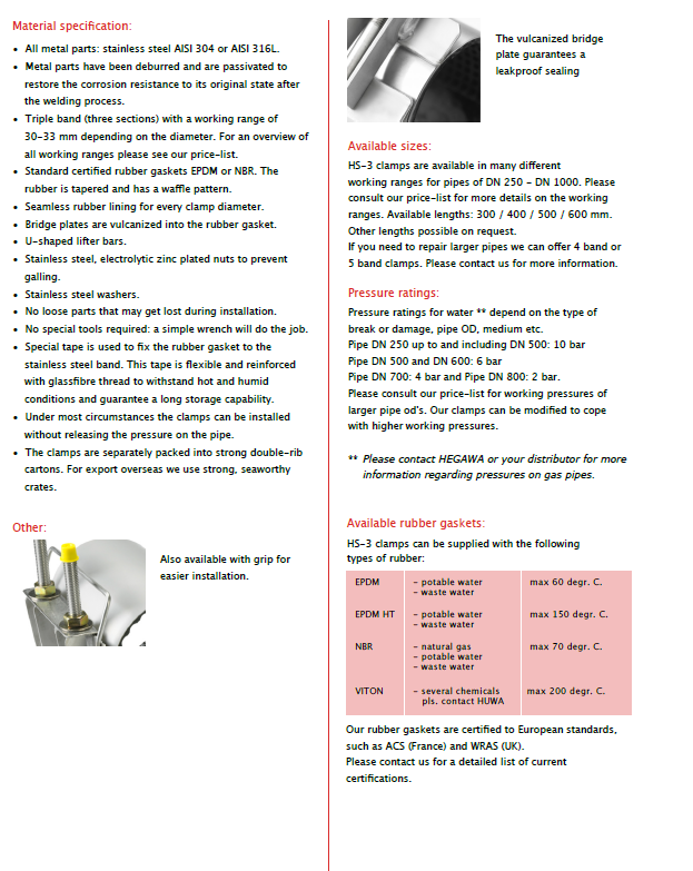 Hegawa HS-3 Repair Clamp L300