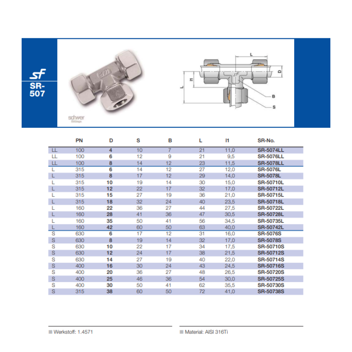 Schwer Fittings Schwer Fittings Equal Tee