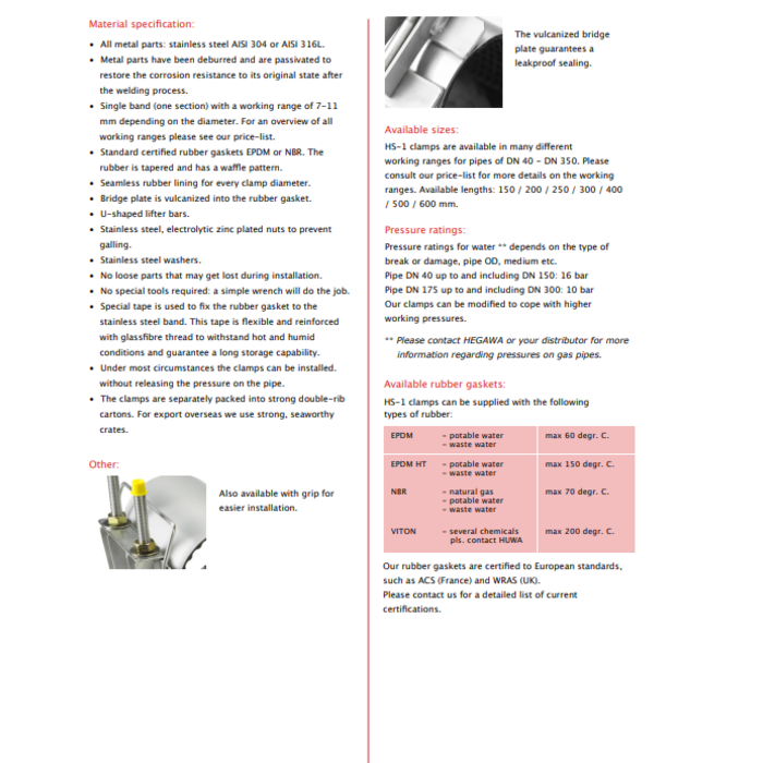 Hegawa HS-0 Repair Clamp L75