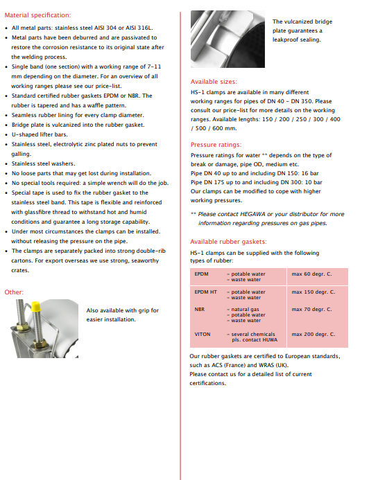 Hegawa HS-0 Repair Clamp L75