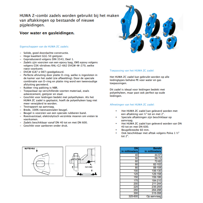 Huwa Alignment saddles combi 1/2" - 2"