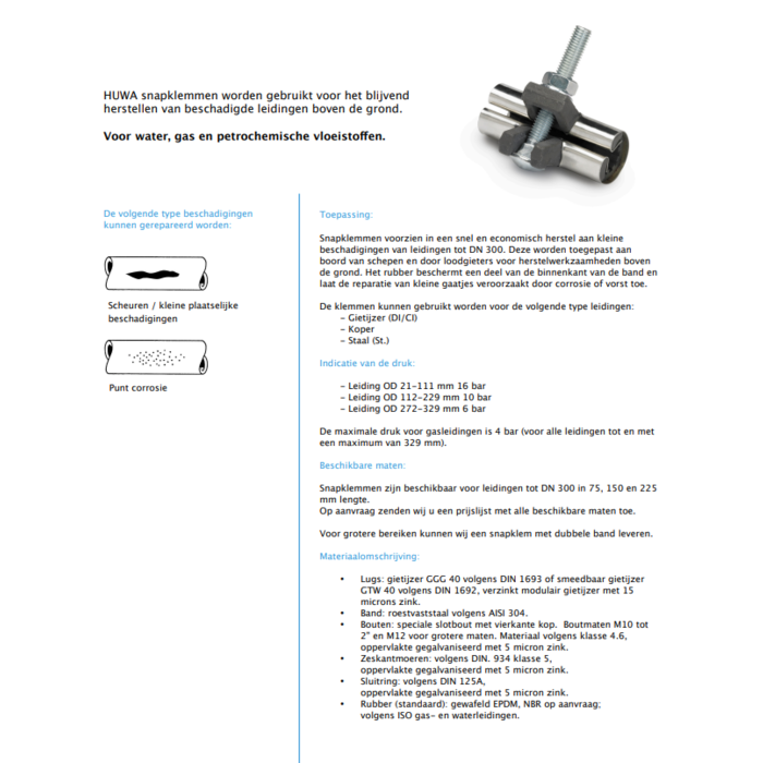 Huwa Snaplock Reparatie Klem L75