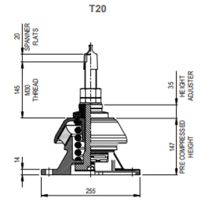 Vescoil International Marine Spring isolator adjustable Type 20