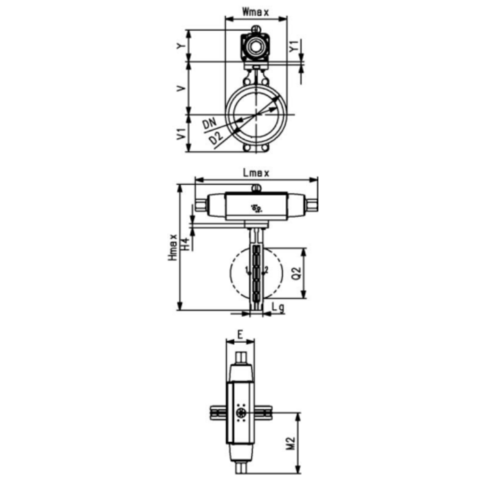 Georg Fischer Vlinderklep Wafer Type pneumatische aandrijving (FO)