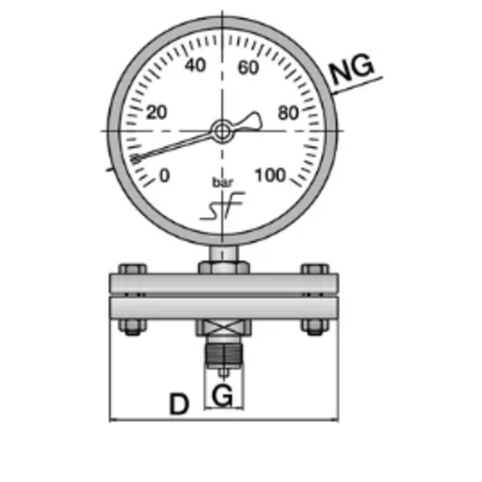 Schwer Fittings Plaat-veer manometer