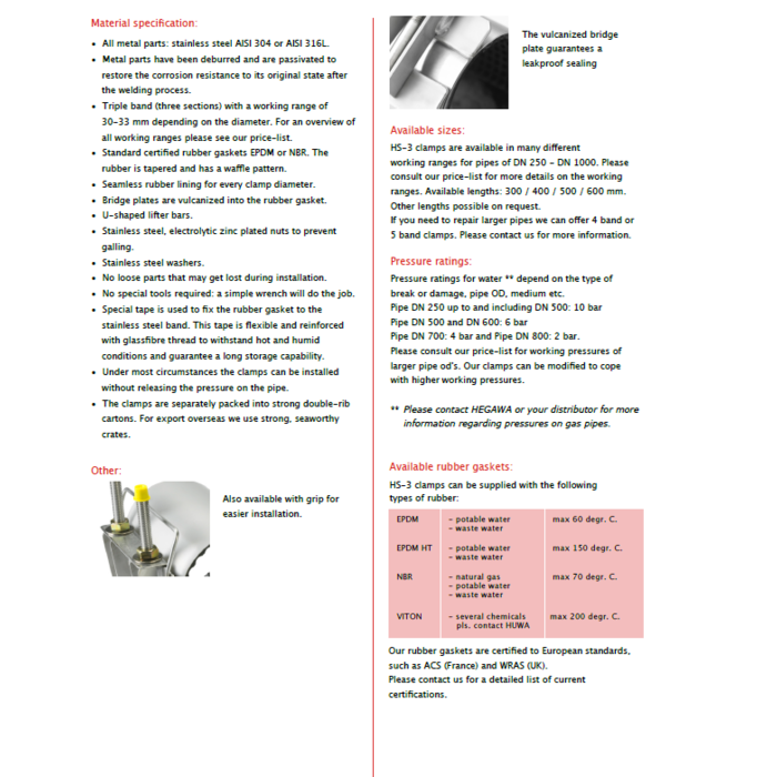 Hegawa HS-3 Repair Clamp 750