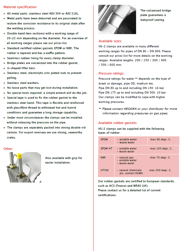 Hegawa HS-2 Repair Clamp L750