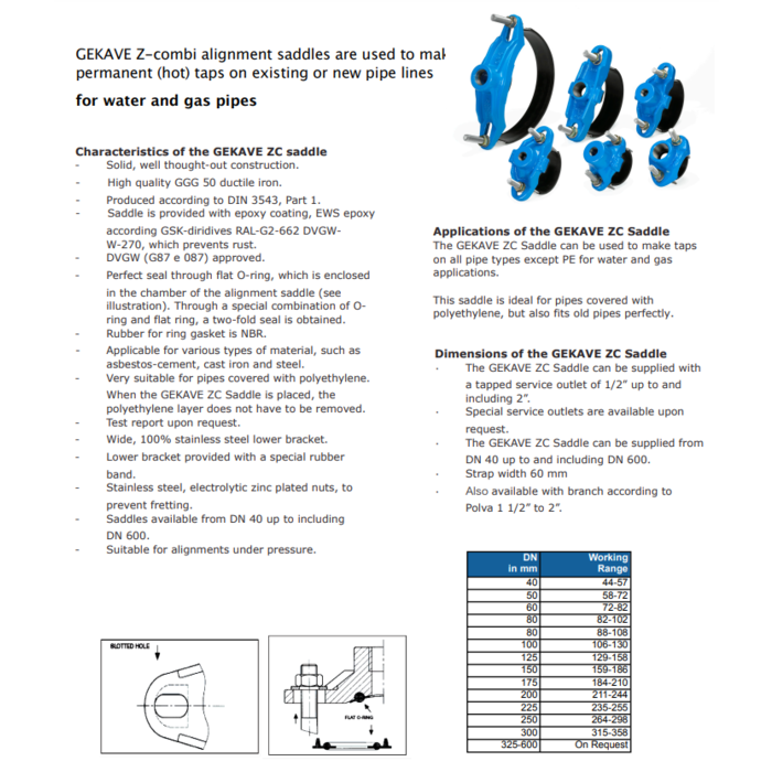 Huwa Alignment saddles combi 1/2" - 2"