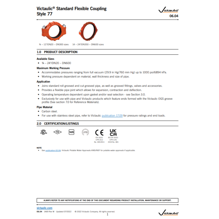 A2 Victaulic Victaulic 77 flex coupling