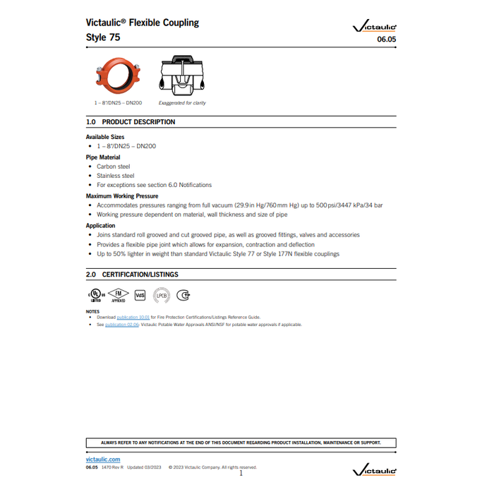 A2 Victaulic Victaulic 75 flex koppeling Gegalvaniseerd