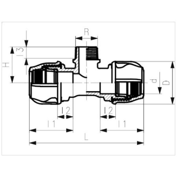 Georg Fischer Overgangs-T-stuk 90° buitendraad