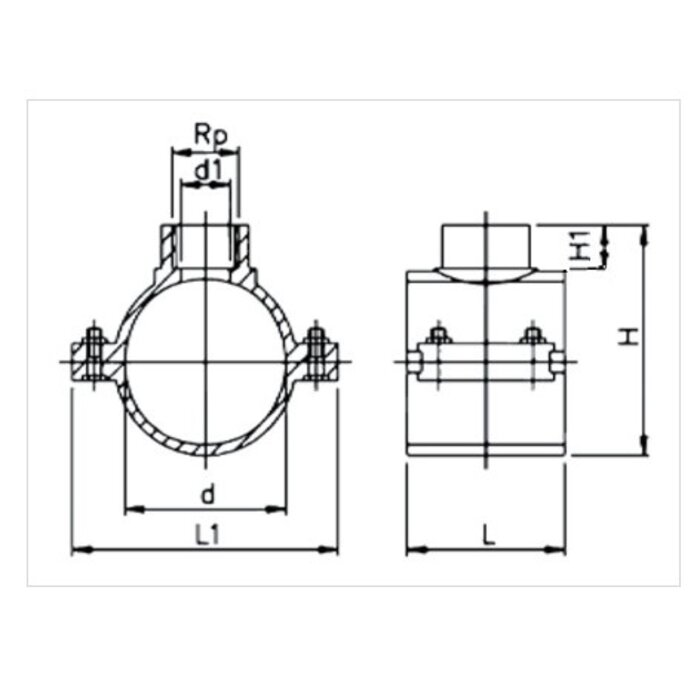 Georg Fischer Blue clamp saddles with stainless steel reinforcement ring, flat gasket and stainless steel bolts and nuts (PN16-PN10)