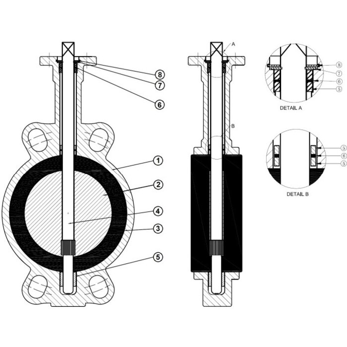 Vescoil International Vlinderklep Wafer handgreep