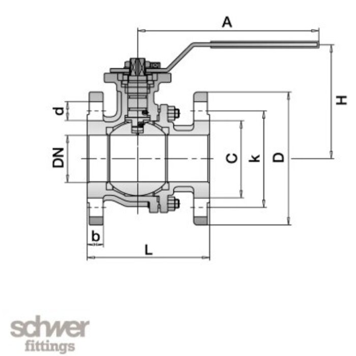 Schwer Fittings Schwer Fittings Two Piece Flanged Ball Valve