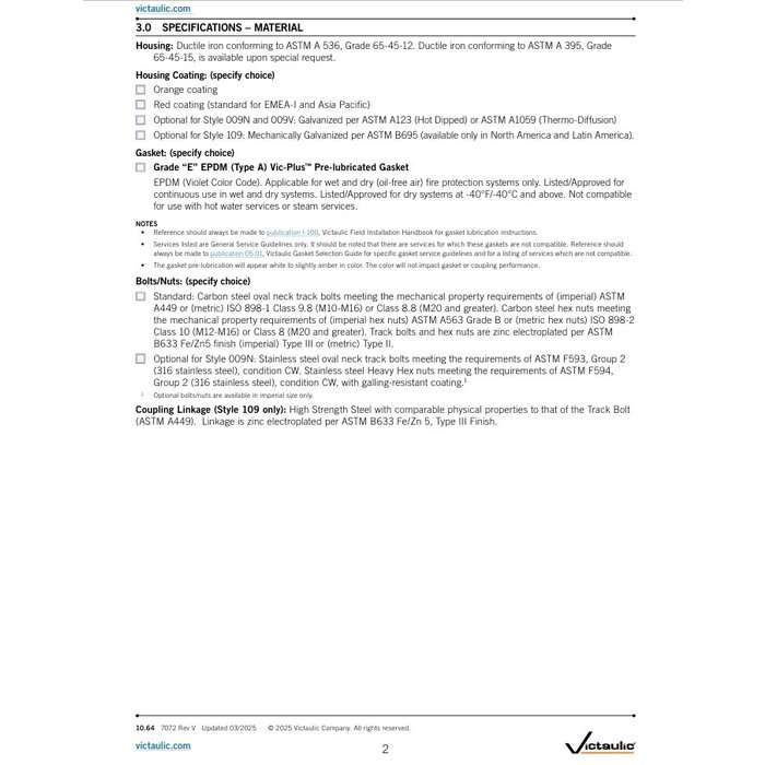 Victaulic Victaulic coupling FireLock Installation-Ready Style 009N galvanized /EPDM