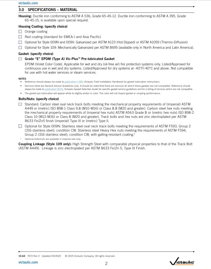 A2 Victaulic Victaulic koppeling FireLock montage gereed Stijl 009N verzinkt /EPDM