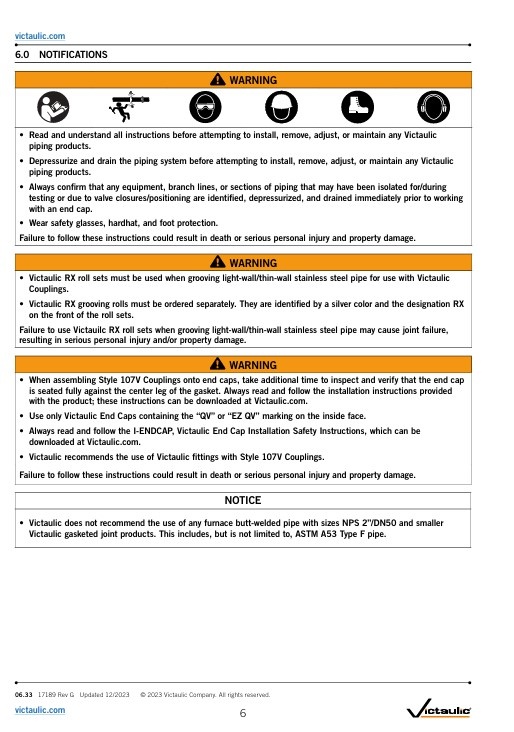 A2 Victaulic Victaulic QuickVic starre koppeling stijl 107 EPDM