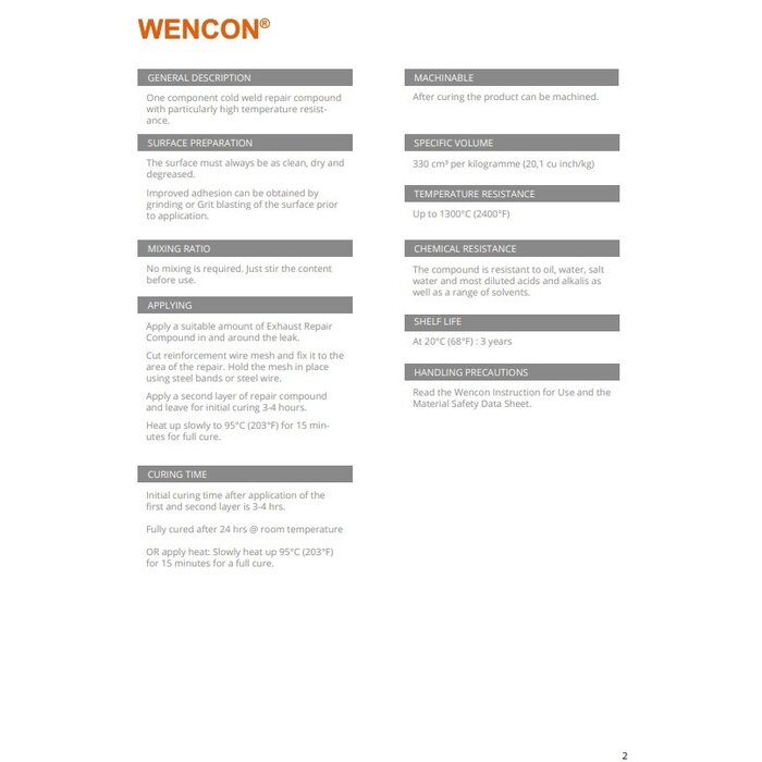 Wencon Wencon® Exhaust Repair Kit 310 ml