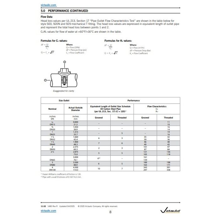 A2 Victaulic Victaulic mechanical T Style 920/920N Mechanical-T Outlet rood groef