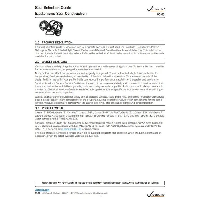 A2 Victaulic Victaulic EPDM rubber seal for Style 07/75/77/78