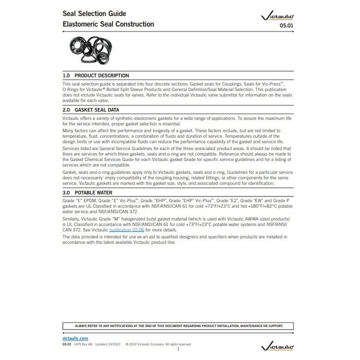 A2 Victaulic Victaulic EPDM rubber seal for Style 07/75/77/78