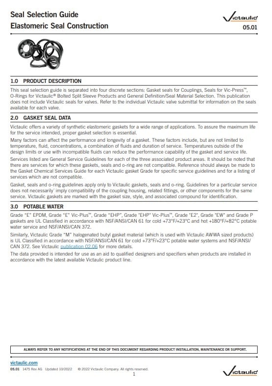 Victaulic Victaulic EPDM rubber seal for Style 07/75/77/78