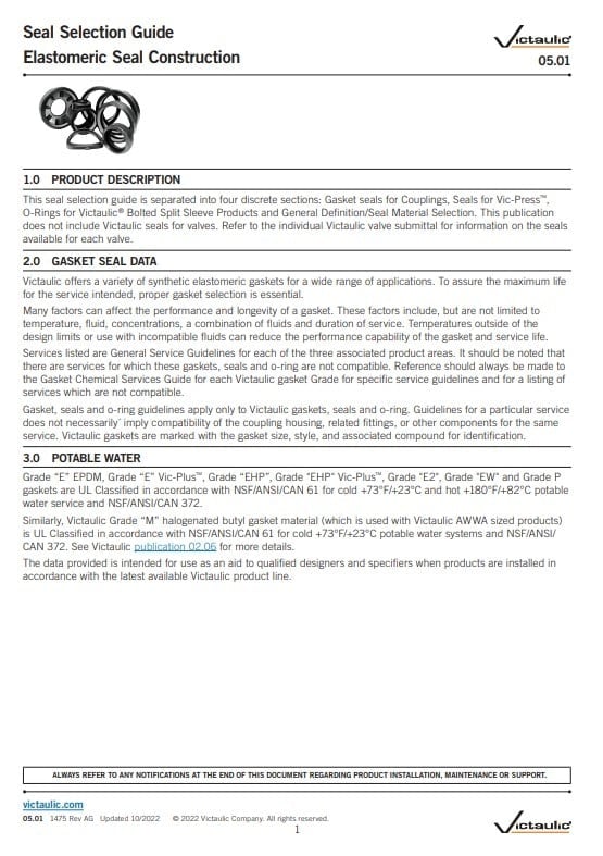 A2 Victaulic Victaulic EPDM rubber seal for Style 07/75/77/78