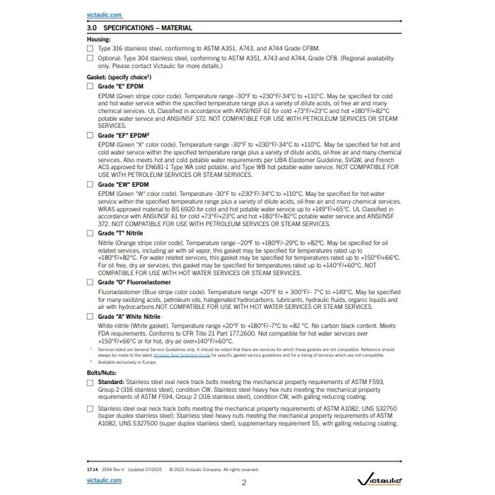 A2 Victaulic Victaulic Style 475 Stainless Steel 316