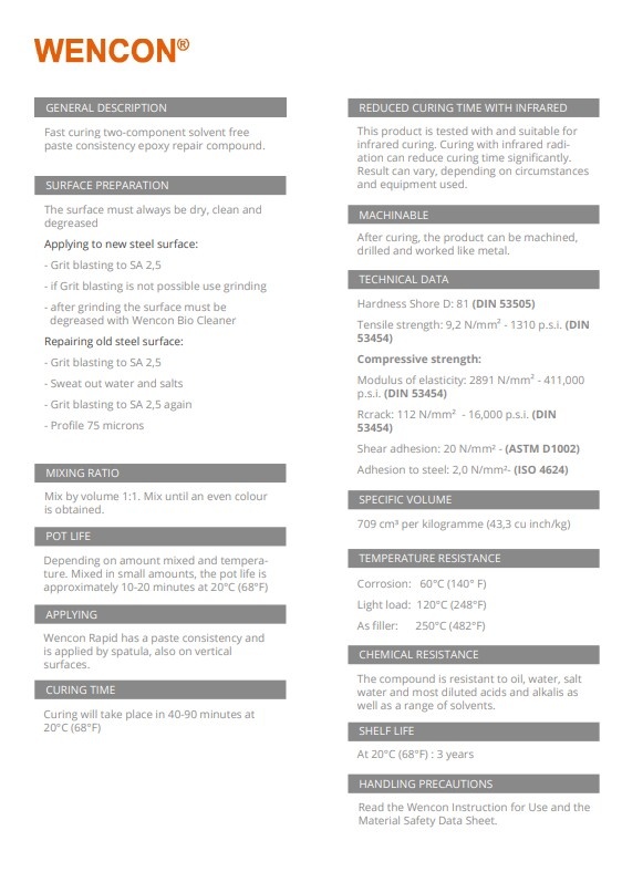 Wencon Wencon® Rapid epoxy compound 1KG